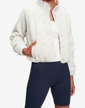 Teen Cropped Sherpa Bomber Jacket