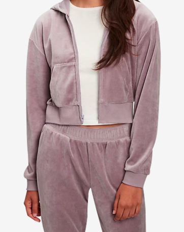 Teen Cropped Velour Hoodie